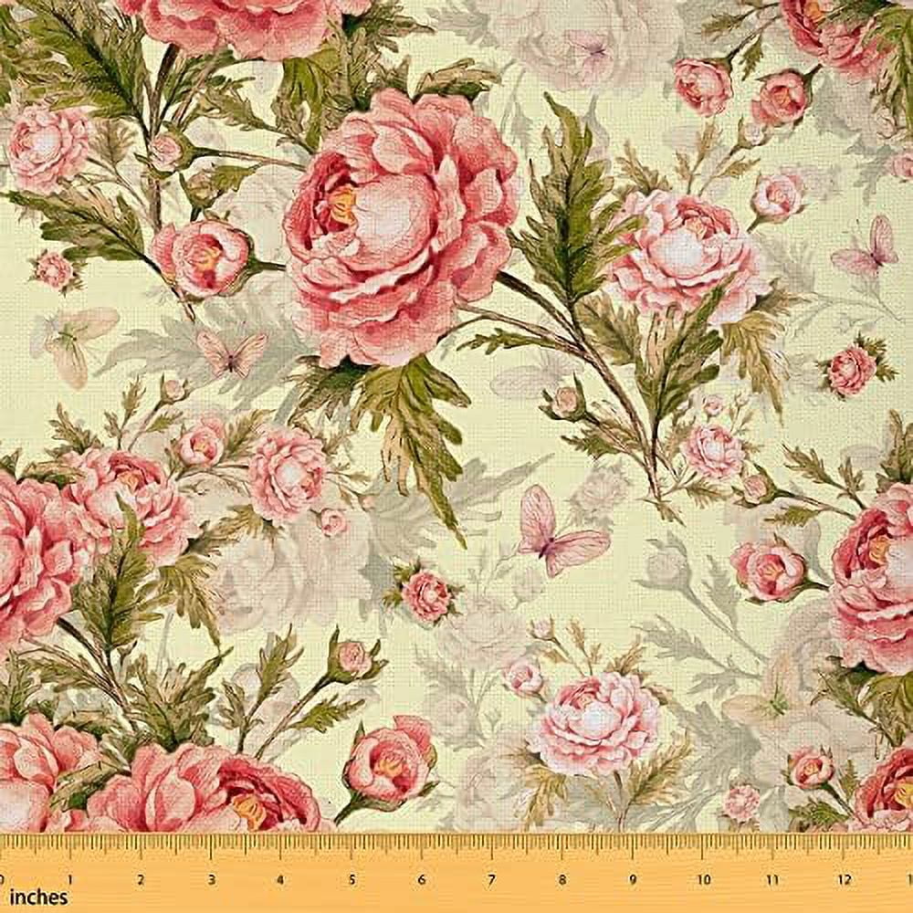 Blossom Flower Fabric by The Yard Pink Outdoor Blooming Floral Fabric