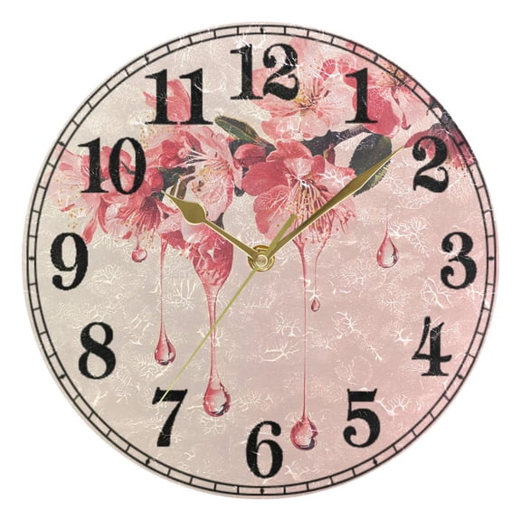 Blossom Flower with Water Drop Silent Wall Clock 10" Non-Ticking Battery Clock