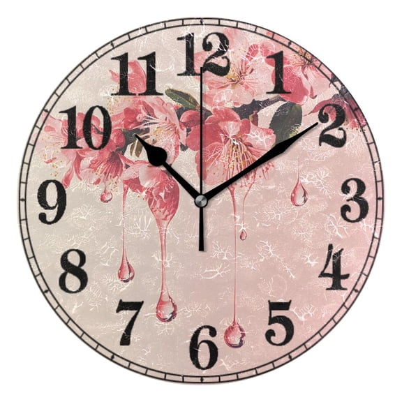 Blossom Flower with Water Drop Silent Wall Clock 10" Non-Ticking Battery Clock