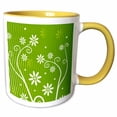 thumbnail image 1 of 3drose, Blossom Flowers on Green Background, 11oz Two-tone Yellow Mug, 1 of 6