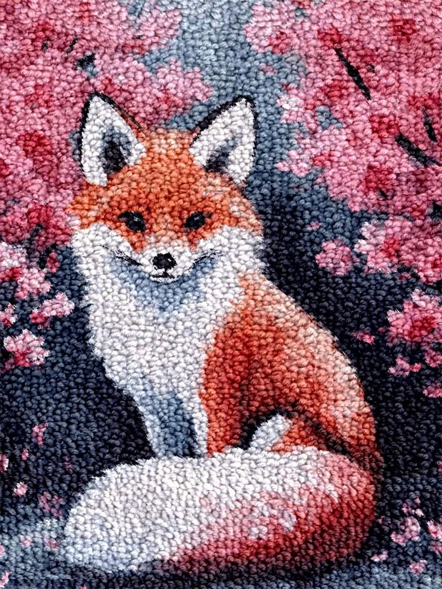 Blossom Fox Latch Hook Kits Rug DIY Cushion Tapestry Making Crochet ...