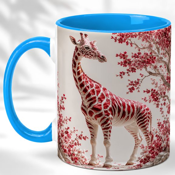 Blossom Giraffe Coffee Mug, Safari Animal Mug, Ceramic 11 oz