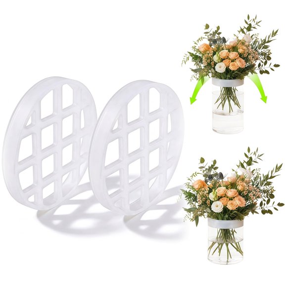 Blossom Grid Reusable Plastic Flower Arranging Grid, Durable Plastic Flower Arranger & Vase Holder, Alternative to Tape for Small Centerpieces, Home Decorators & DIY Weddings, 2 Pack 3.15-Inch