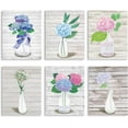 thumbnail image 1 of Blossom Hydrangea Floral Canvas Wall Art Pictures Flower Canvas Prints 6 Piece Unframed Rustic Home Decor Artwork for Office Bedroom Living Room DIY, 1 of 7