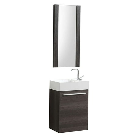 Blossom Kitchen and Bath 18" Floating Vanity / Wall Hung Vanity Set with Acrylic Sink , Available Mirror Option Dark Oak W/ Mirror 18''