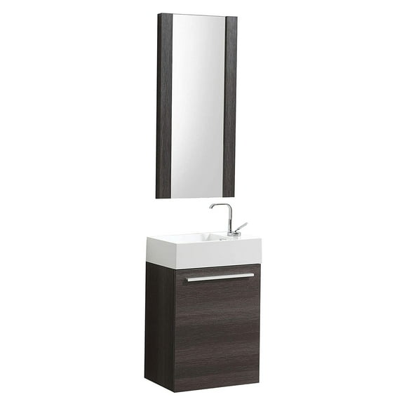 Blossom Kitchen and Bath 18" Floating Vanity / Wall Hung Vanity Set with Acrylic Sink , Available Mirror Option Dark Oak W/ Mirror 18''