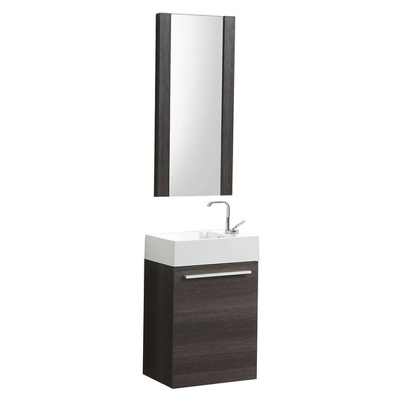 Blossom Kitchen and Bath 18" Floating Vanity / Wall Hung Vanity Set with Acrylic Sink , Available Mirror Option Dark Oak W/ Mirror 18''