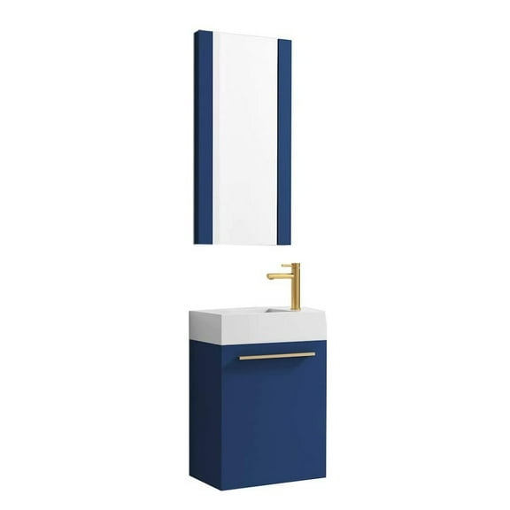 Blossom Colmar 18" Floating Bathroom Vanity w/ Acrylic Sink | Navy Blue Finish | Wall Mount | Soft-Close