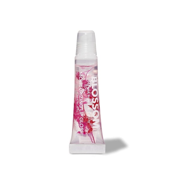 Blossom Lip Gloss Tubes, Marshmallow Scented Thick Clear High Shine Moisturizing Flower Lip Gel with Nourishing Jojoba Seed Oil, Infused with Real Flowers, 0.3oz, Marshmallow