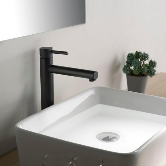 Blossom Matte Black Brass Vessel Sink Faucet, Single Handle, Modern Single Hole Tap with Water Hose