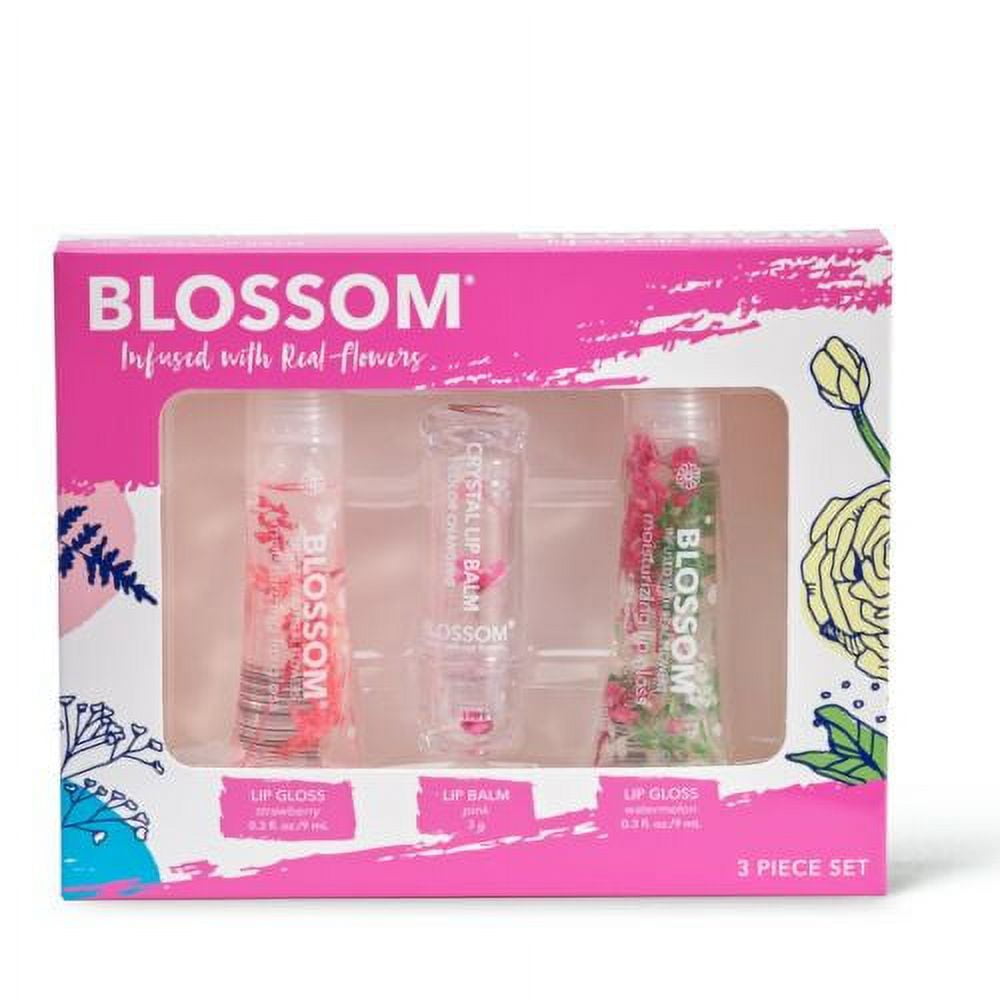 Blossom Moisturizing Lip Gloss and Lip Balm 3pc Set
