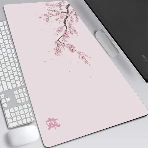 Blossom Mouse Pad XXL Gray Laptops Gaming Deskmat Sakura Mousepad Anime Office Carpet Gamer Keyboard Computer Desks