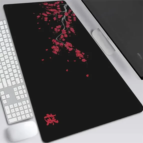 Blossom Mouse Pad XXL Gray Laptops Gaming Deskmat Sakura Mousepad Anime Office Carpet Gamer Keyboard Computer Desks