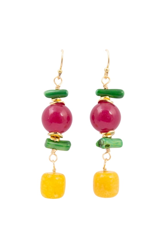 Blossom Multistone Golden Drop Earrings