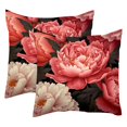 Blossom Peony Flowers 2PCS Throw Cushion Covers Soft Velvet Pillow Case