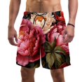 Blossom Peony Flowers Men's Swim Trunks, Quick Dry Swimwear Bathing