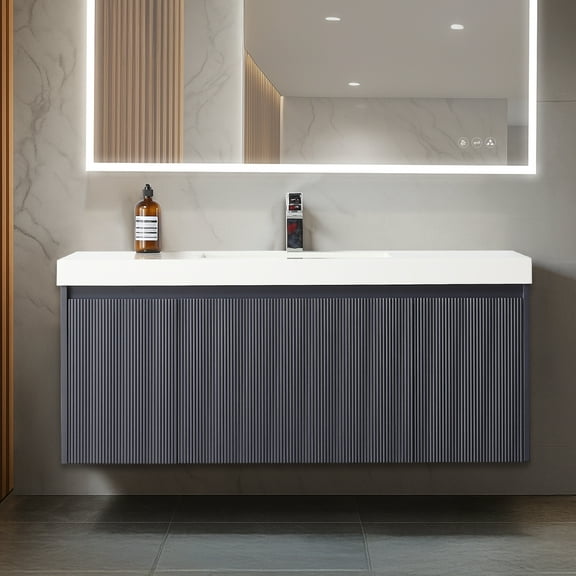 Blossom Positano 48" Floating Bathroom Vanity | Night Blue | Acrylic Sink | Wall Mount | Soft-Close Drawer