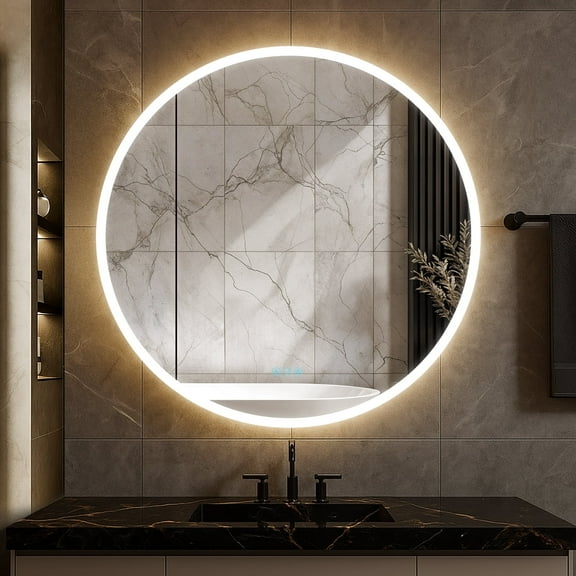 Blossom Regulus 32" LED Medicine Cabinet| Left Hinge | Bathroom Lighted Round Mirror Storage| Defog