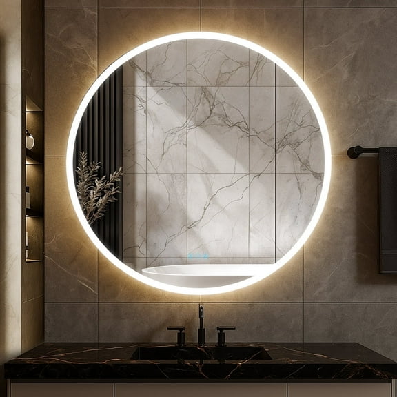 Blossom Regulus 32" LED Medicine Cabinet| Right Hinge| Bathroom Lighted Round Mirror Storage| Defog