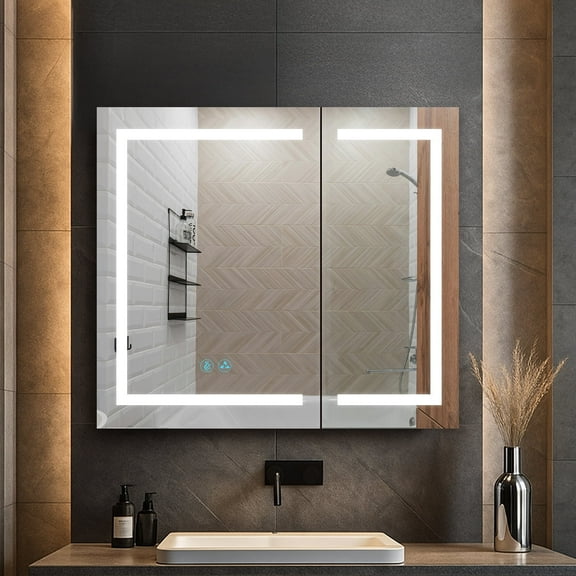 Blossom Rigel 30" LED Medicine Cabinet | Bathroom Lighted Mirror Storage | Defogger | Smart Memory