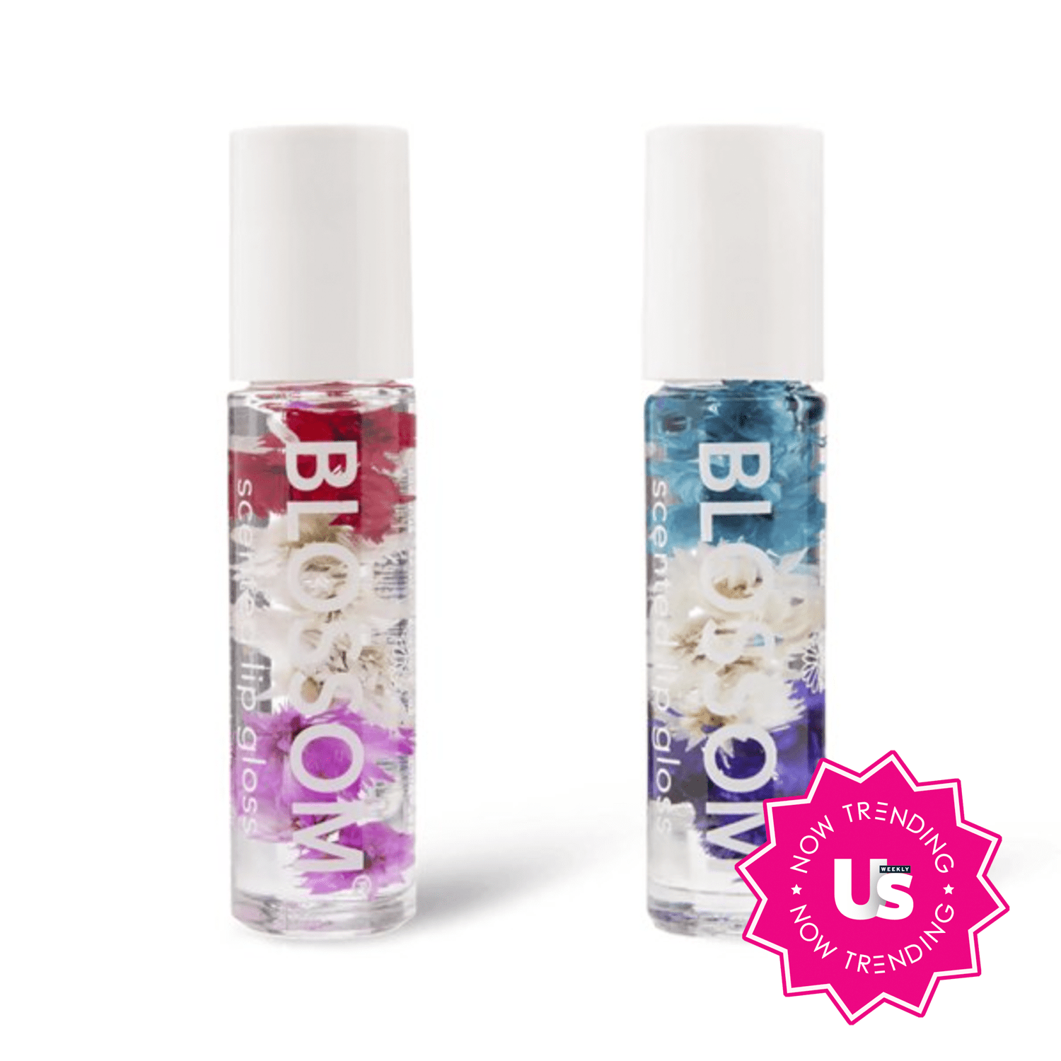 Blossom Roll-On Lip Gloss, Strawberry/Raspberry, 2pc Set