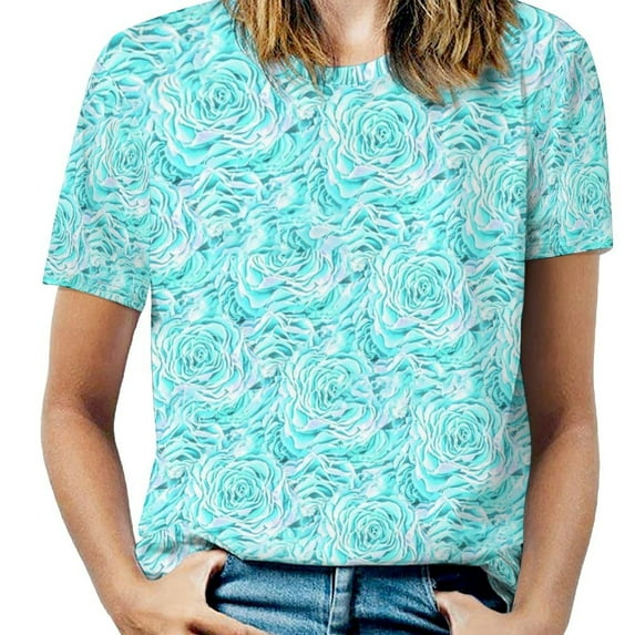 Blossom Rose T-Shirt White Flowers Vintage T Shirts Short Sleeve Street Fashion Tee Shirt Beach Custom Clothing Big Siz
