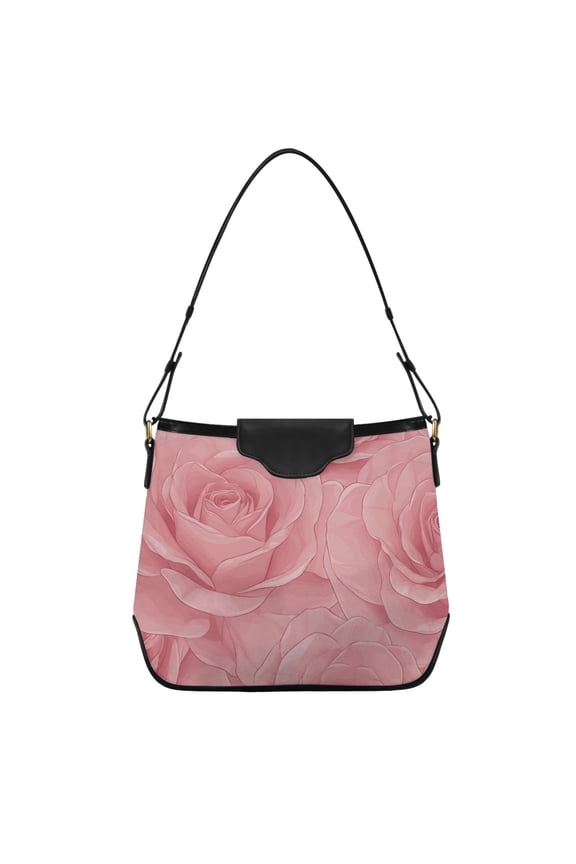 Blossom Roses Valentine Women's Tote Bag Convertible Handbags Hobo Shoulder Bag with Zipper Magnetic Snap