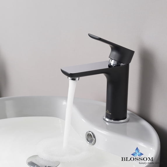 Blossom Single Handle Lavatory Faucet - Chrome/Matte Black F0112005