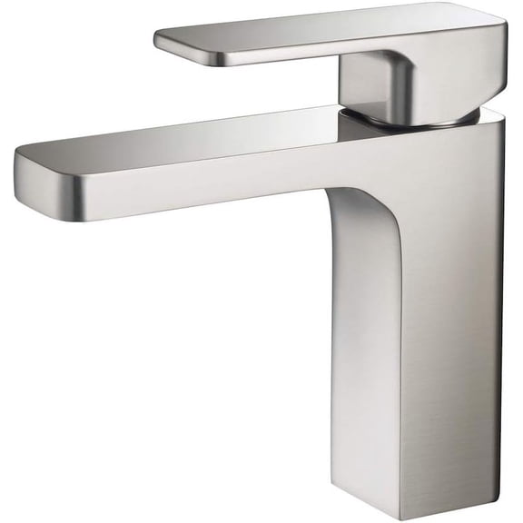 Blossom Brass Single Handle Bathroom Faucet, Modern Vanity Sink Tap with Water Hose Brush Nickel