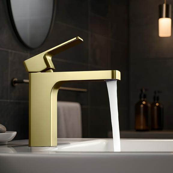 Blossom Solid Brass Brush Gold (1.3"x6.1) Single Handle Faucet