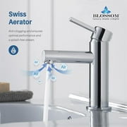 Blossom Chrome Finish Single Handle Bathroom Faucet – Brass Lavatory Round Sink Fixture with Hose
