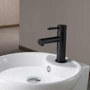 Blossom Matte Black Single Handle Bathroom Faucet – Brass Lavatory Round Sink Fixture with Hose