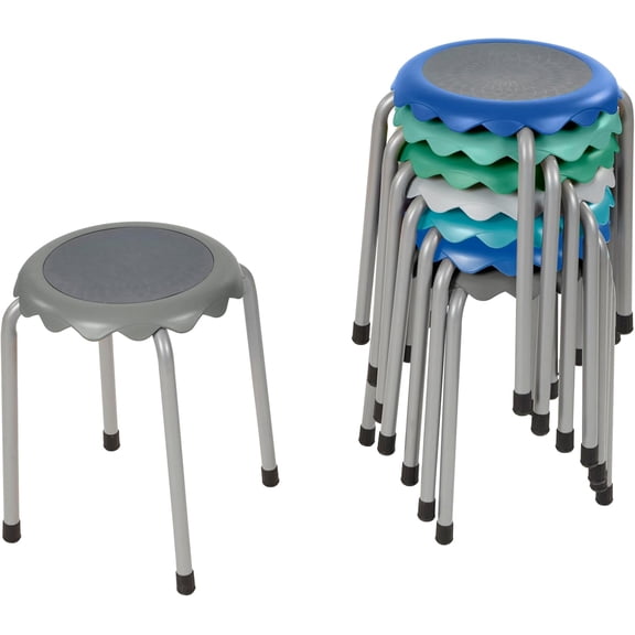 Blossom Stackable Plastic Stools, Flexible Seating, Contemporary, 8-Piece
