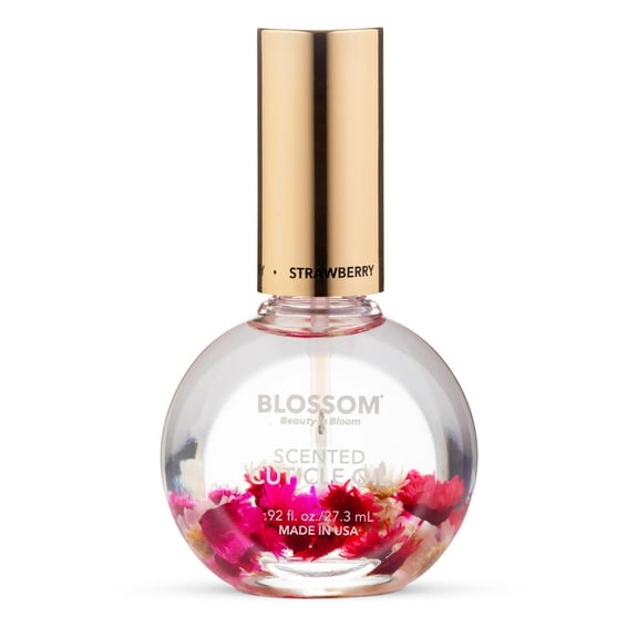 Blossom Strawberry Scented Cuticle Oil, Hydrating, Moisturizing, Strengthening, Infused with Real Flowers, 1 fl. oz.