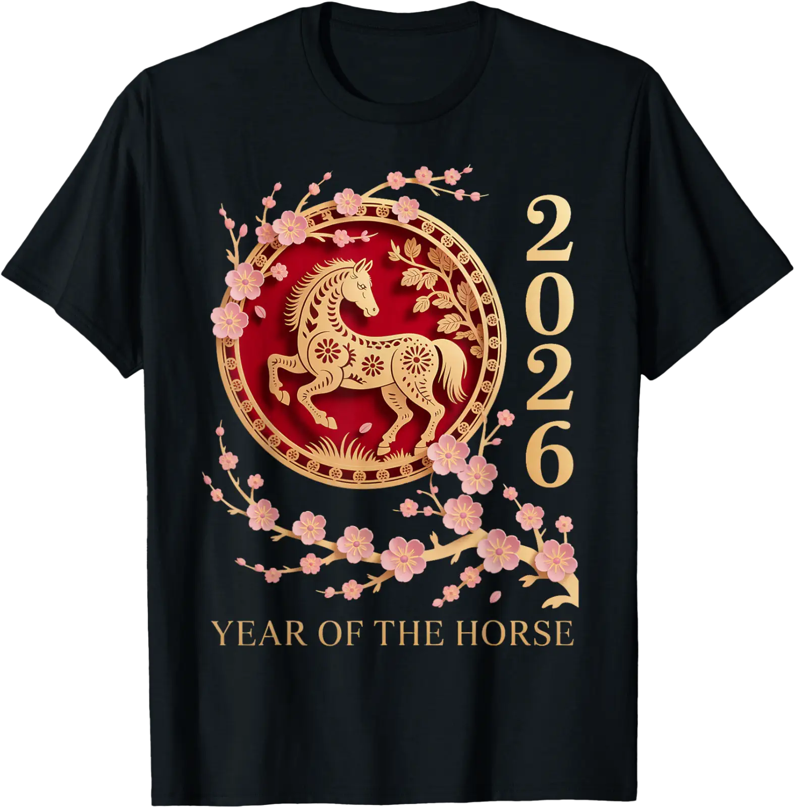 Blossom Tree Zodiac Chinese Lunar New Year Of The Horse 2026 T-Shirt ...