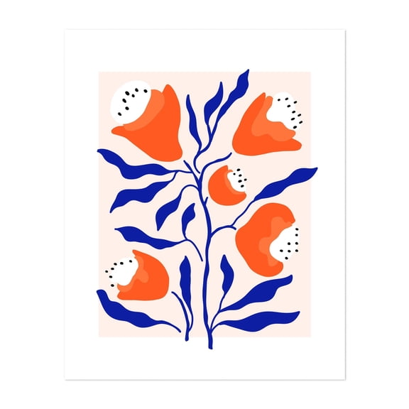 Blossom Vibrant Peonys - Stockholms län Sweden Illustration Floral Modern Art Botanical Minimalist Abstract Pop Art Flowers Unframed Wall Art Print 6 x 8 inches