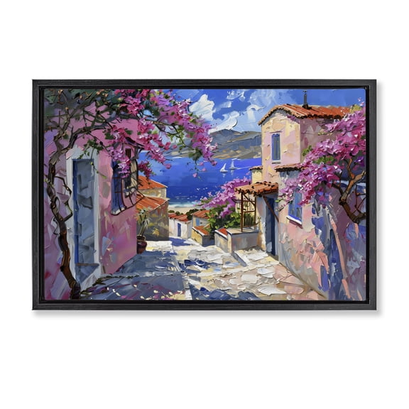 Stupell Industries Blossom Village Coastal Architecture Black Framed Floater Canvas Wall Art, design by LSR Design Studio