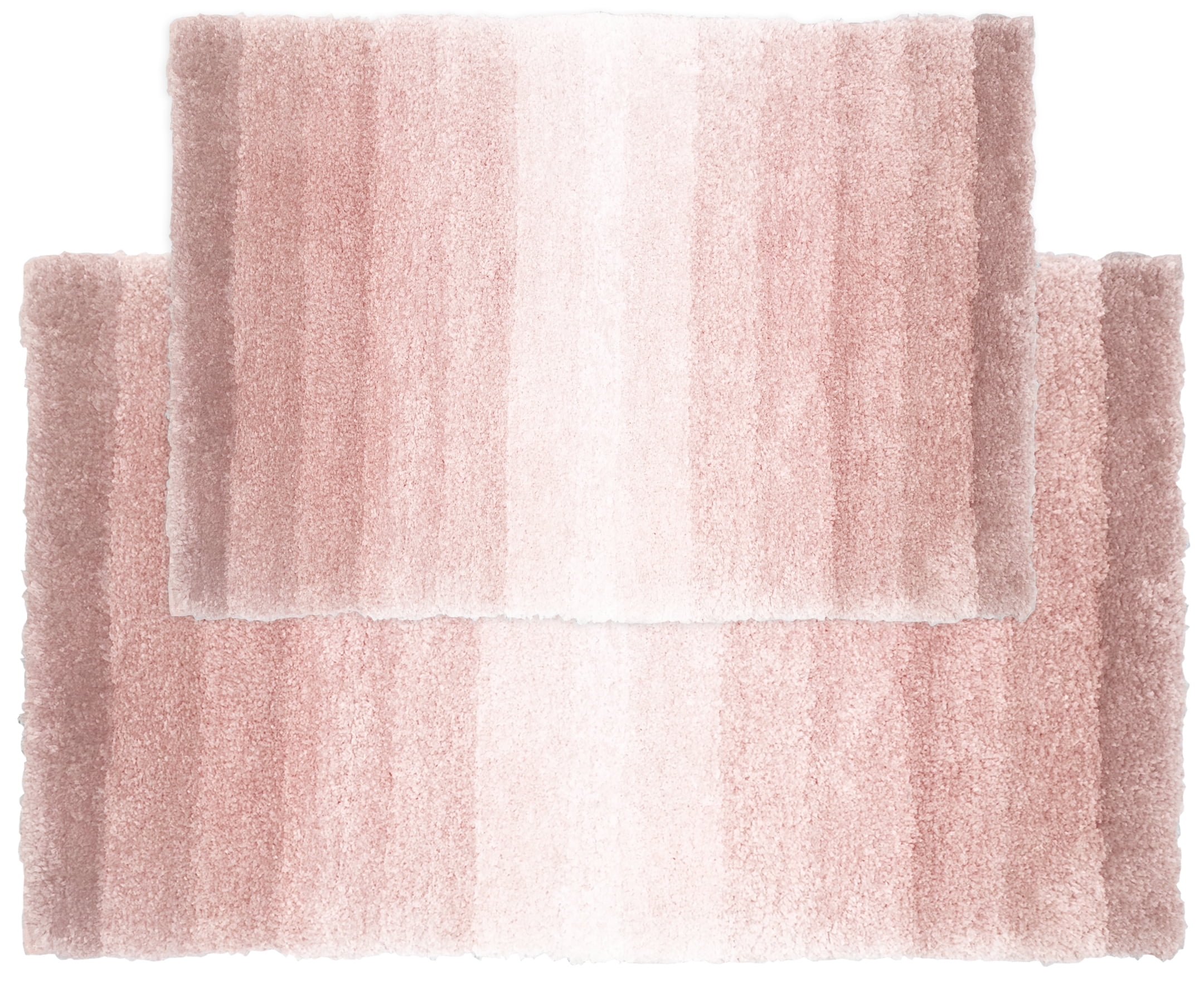 Set of 2 New Threshold 24 x 17 Chenille Dot Bath Rugs Pink/Ivory Dash NWT