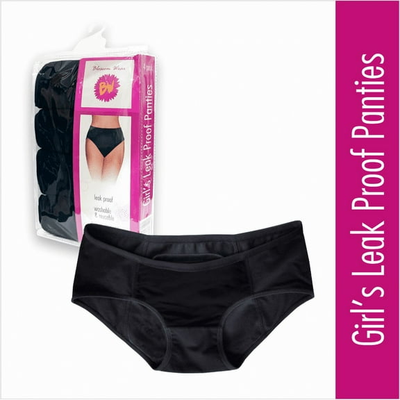 Blossom Wear Girl's Leak Proof Panty, Set of 4 Black, by Dr. Organizer