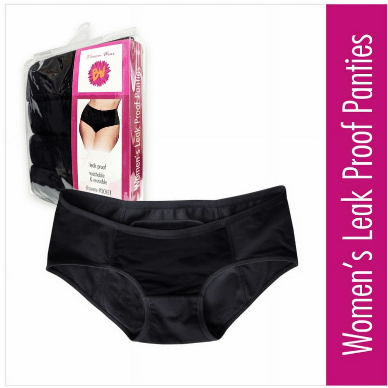Blossom Wear Women's Leak Proof Panty, Set of 4 Black, by Dr