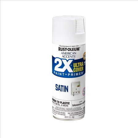 Blossom White, Rust-Oleum American Accents 2X Ultra Cover Satin Spray Paint-327918, 12 oz