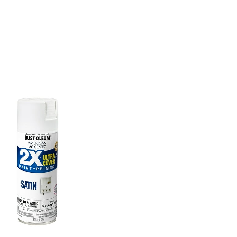 Blossom White, Rust-Oleum American Accents 2X Ultra Cover Satin Spray Paint- 12 oz