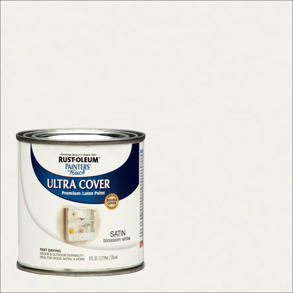 Blossom White, Rust-Oleum Painter's Touch Ultra Cover Satin, Half Pint, 6 Pack