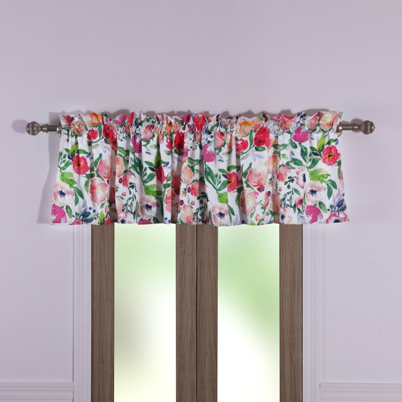 Multicolor Floral Polyester Rod Pocket Window Valance