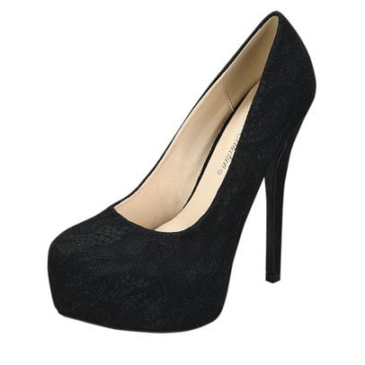 Blossom Women NELSON-23 Lace Print Pumps Heel Shoes