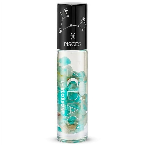 Blossom Zodiac Sign Vanilla Scented Moisturizing Roll-On Lip Gloss with Crystals, Made in USA, 0.20 fl. oz./5.9ml, Pisces