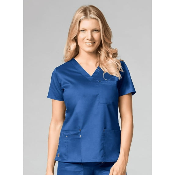 Blossom by Maevn Women's V-Neck 3 Pocket Solid Scrub Top