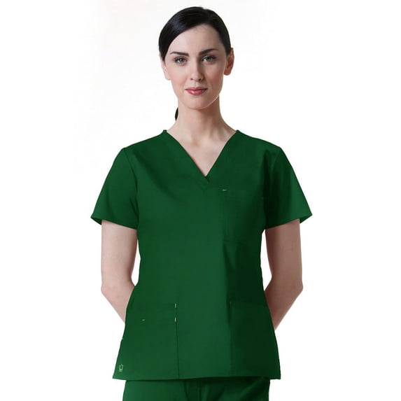 Blossom by Maevn Women's V-Neck 3 Pocket Solid Scrub Top