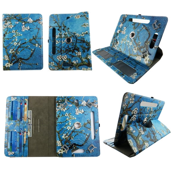 Blossom tablet case 7 inch for RCA Voyager 2 7" 7inch android tablet cases 360 rotating slim folio stand protector pu leather cover travel e-reader cash slots