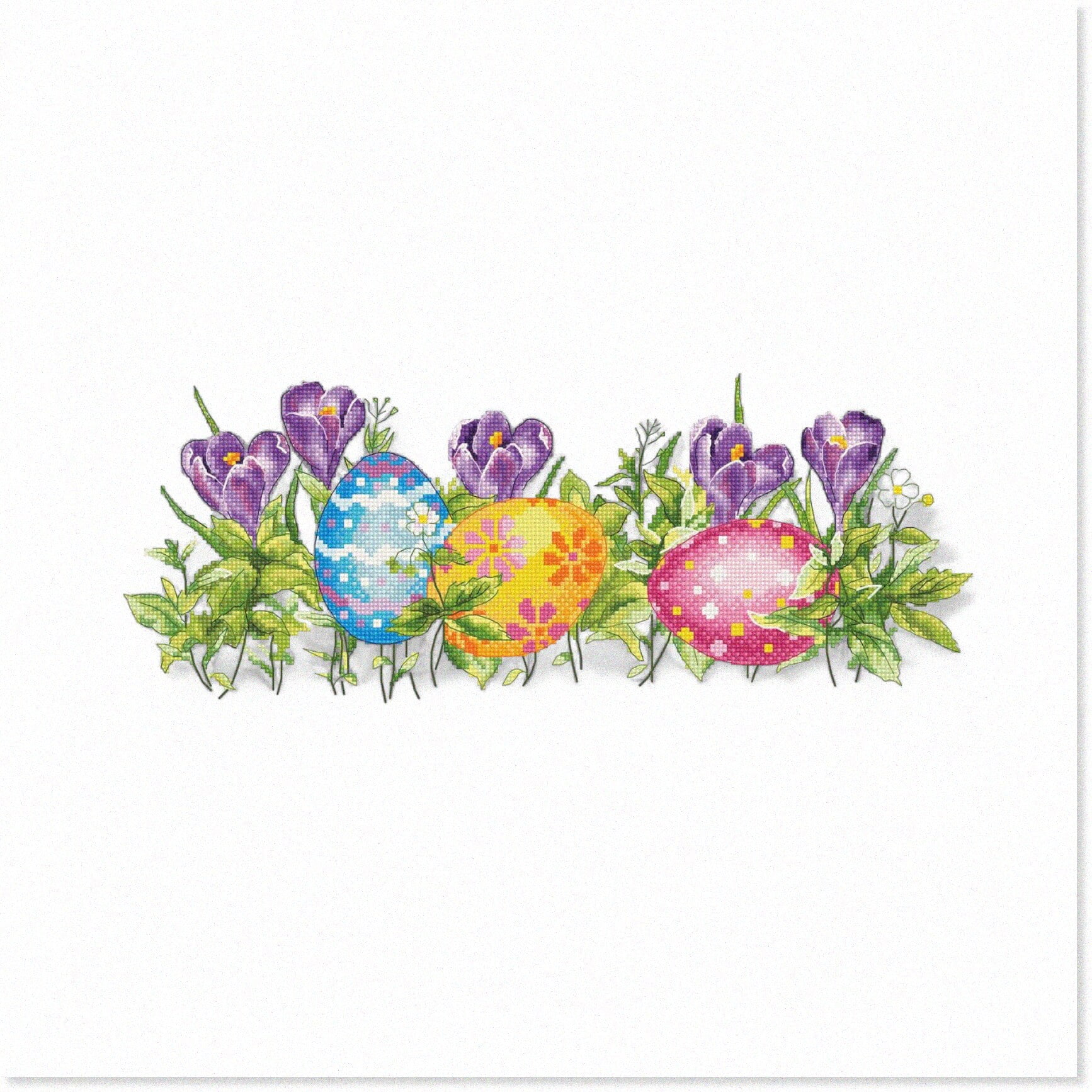 BlossomCraft DIY Cross Stitch Kit Crocus Blooms, 33x13cm Create
